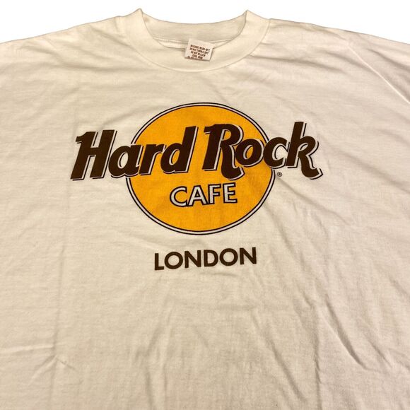 Hard Rock Cafe London Shirt Mens XL White 100% Cotton Short Sleeve Crew Neck Tee - Picture 1 of 10